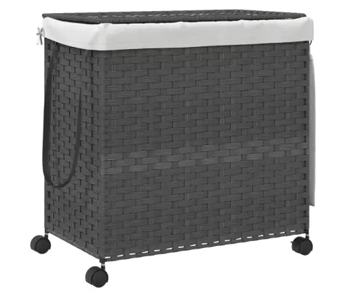 Veļas Grozs Ar Riteņiem, Pelēks, 60X35X60,5 Cm, Rotangpalma Vidaxl