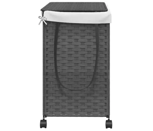 Veļas Grozs Ar Riteņiem, Pelēks, 60X35X60,5 Cm, Rotangpalma Vidaxl