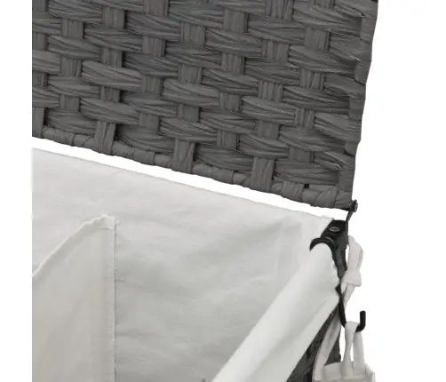 Veļas Grozs Ar Riteņiem, Pelēks, 60X35X60,5 Cm, Rotangpalma Vidaxl