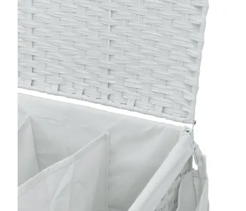 Veļas Grozs Ar Riteņiem, Balts, 60X35X60,5 Cm, Rotangpalma Vidaxl