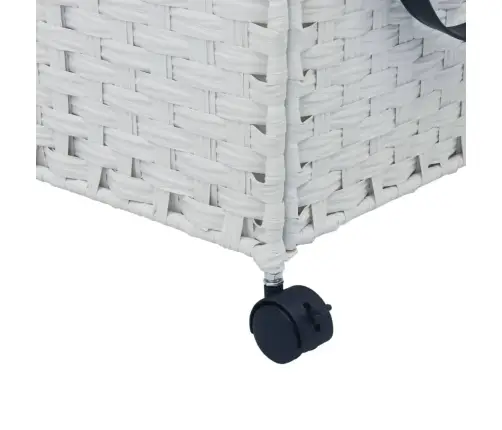 Veļas Grozs Ar Riteņiem, Balts, 60X35X60,5 Cm, Rotangpalma Vidaxl