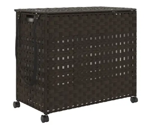 Veļas Grozs Ar Riteņiem, Tumši Brūns, 66X35X60 Cm, Rotangpalma Vidaxl