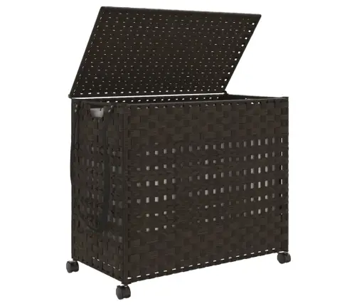 Veļas Grozs Ar Riteņiem, Tumši Brūns, 66X35X60 Cm, Rotangpalma Vidaxl