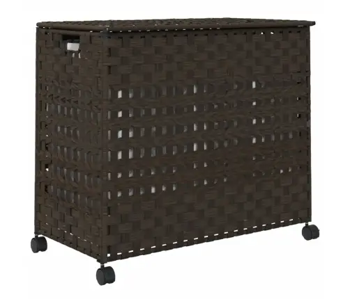 Veļas Grozs Ar Riteņiem, Tumši Brūns, 66X35X60 Cm, Rotangpalma Vidaxl