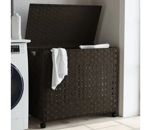 Veļas Grozs Ar Riteņiem, Tumši Brūns, 66X35X60 Cm, Rotangpalma Vidaxl