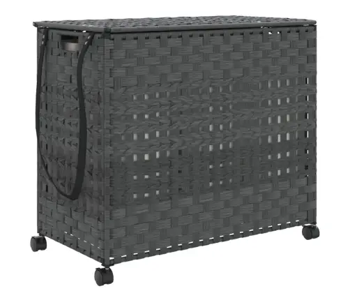Veļas Grozs Ar Riteņiem, Pelēks, 66X35X60 Cm, Rotangpalma Vidaxl