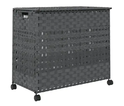 Veļas Grozs Ar Riteņiem, Pelēks, 66X35X60 Cm, Rotangpalma Vidaxl