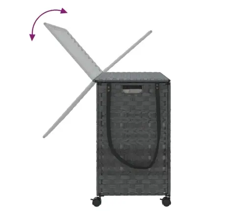 Veļas Grozs Ar Riteņiem, Pelēks, 66X35X60 Cm, Rotangpalma Vidaxl