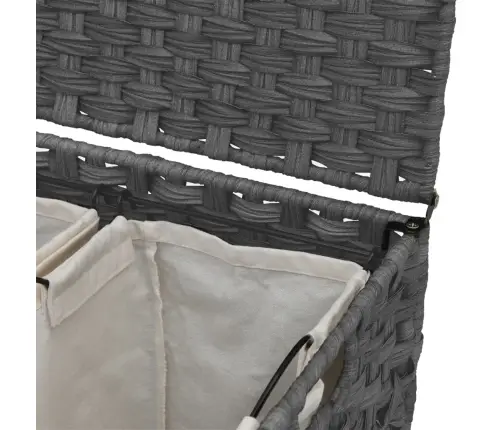 Veļas Grozs Ar Riteņiem, Pelēks, 66X35X60 Cm, Rotangpalma Vidaxl