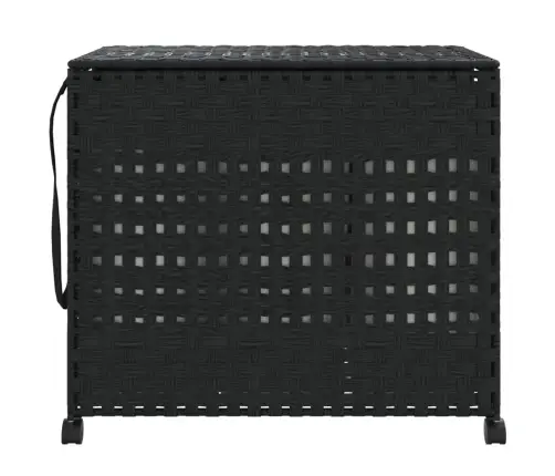 Veļas Grozs Ar Riteņiem, Melns, 66X35X60 Cm, Rotangpalma Vidaxl