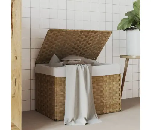 Veļas Grozs Ar Vāku, 55,5X35X34 Cm, Mākslīgā Rotangpalma Vidaxl