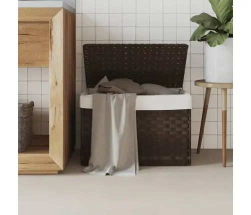 Skalbinių Krepšys Su Dangčiu, Rudas, 55,5X35X34cm Poliratanas