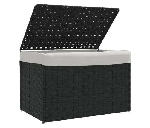 Skalbinių Krepšys Su Dangčiu, Juodas, 55,5X35X34cm Poliratanas