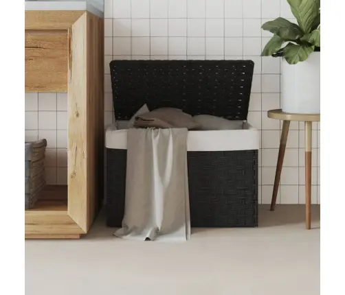 Skalbinių Krepšys Su Dangčiu, Juodas, 55,5X35X34cm Poliratanas