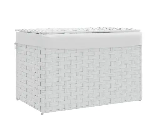 Veļas Grozs Ar Vāku, Balts, 55,5X35X34 Cm, Mākslīgā Rotangpalma Vidaxl