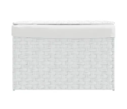 Veļas Grozs Ar Vāku, Balts, 55,5X35X34 Cm, Mākslīgā Rotangpalma Vidaxl