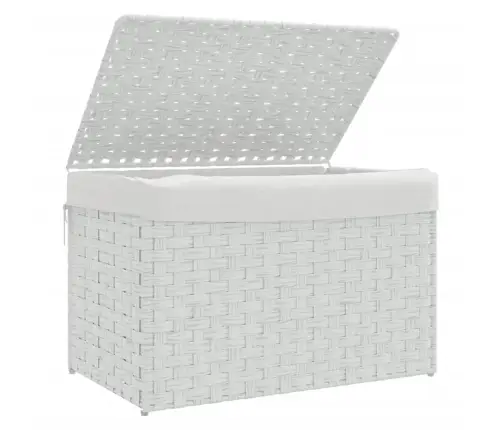 Veļas Grozs Ar Vāku, Balts, 55,5X35X34 Cm, Mākslīgā Rotangpalma Vidaxl