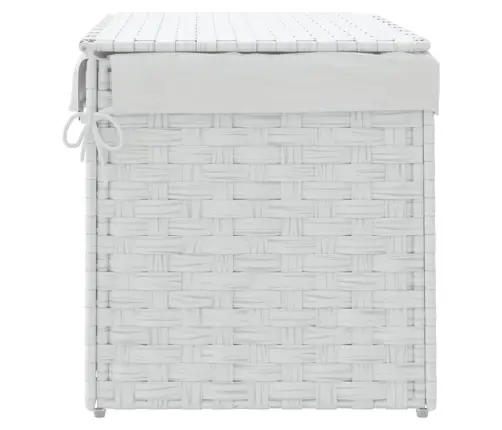 Veļas Grozs Ar Vāku, Balts, 55,5X35X34 Cm, Mākslīgā Rotangpalma Vidaxl