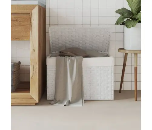 Veļas Grozs Ar Vāku, Balts, 55,5X35X34 Cm, Mākslīgā Rotangpalma Vidaxl