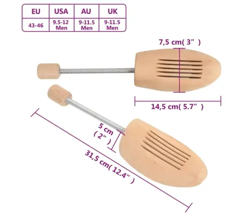 Apavu Spriegotāji, 2 Pāri, Izmērs 43-46, Kaukāza Hurmas Koks Vidaxl