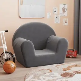 Bērnu Dīvāns, Antracītpelēks, Mīksts Plīšs Vidaxl