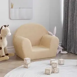 Bērnu Dīvāna, Krēmkrāsas, Mīksts Plīšs Vidaxl Bērnu Dīvāna, Krēmkrāsas, Mīksts Plīšs Vidaxl