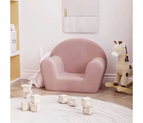 Bērnu Dīvāns, Rozā, Mīksts Plīšs Vidaxl