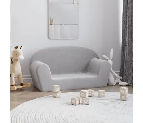 Divvietīgs Bērnu Dīvāns, Gaiši Pelēks, Mīksts Plīšs Vidaxl