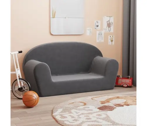 Divvietīgs Bērnu Dīvāns, Antracītpelēks, Mīksts Plīšs Vidaxl