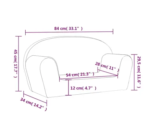 Dvivietė Vaikiška Sofa, Kreminės Spalvos, Minkštas Pliušas