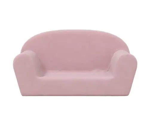 Divvietīgs Bērnu Dīvāns, Rozā, Mīksts Plīšs Vidaxl