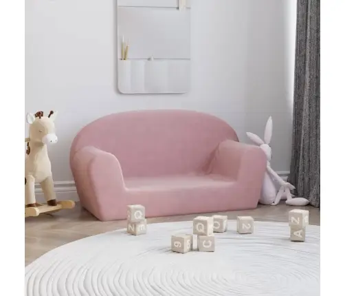 Divvietīgs Bērnu Dīvāns, Rozā, Mīksts Plīšs Vidaxl