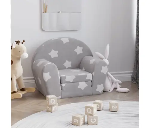 Laste Diivanvoodi Tähtedega, Helehall, Pehme Plüüs