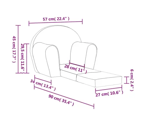 Vaikiška Sofa-Lova, Šviesiai Pilkos Spalvos, Minkštas Pliušas
