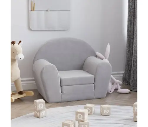 Vaikiška Sofa-Lova, Šviesiai Pilkos Spalvos, Minkštas Pliušas