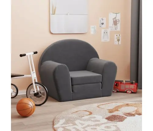 Bērnu Dīvāngulta, Antracītpelēka, Mīksts Plīšs Vidaxl