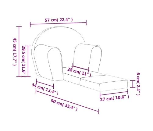 Bērnu Dīvāngultas, Krēmkrāsas, Mīksts Plīšs Vidaxl