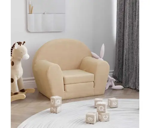 Bērnu Dīvāngultas, Krēmkrāsas, Mīksts Plīšs Vidaxl