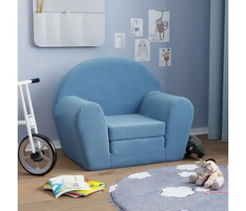 Bērnu Dīvāngulta, Zila, Mīksts Plīšs Vidaxl