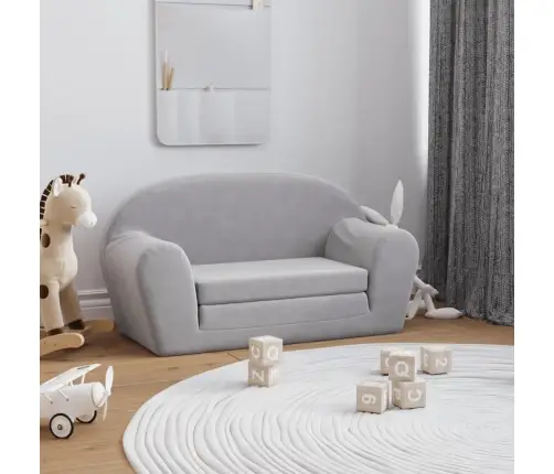 Divvietīga Bērnu Dīvāngulta, Gaiši Pelēka, Plīšs Vidaxl