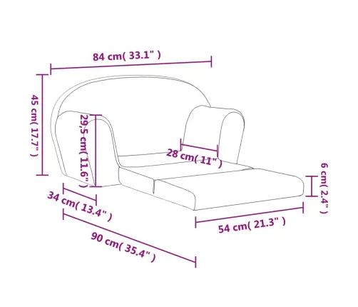 Vaikiška Dvivietė Sofa-Lova, Antracito, Minkštas Pliušas
