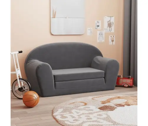 Vaikiška Dvivietė Sofa-Lova, Antracito, Minkštas Pliušas
