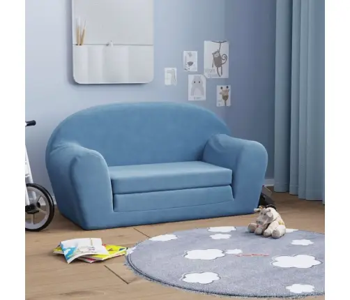 Divvietīga Bērnu Dīvāngulta, Zila, Mīksts Plīšs Vidaxl