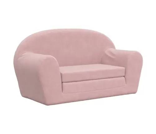 Divvietīga Bērnu Dīvāngulta, Rozā, Mīksts Plīšs Vidaxl