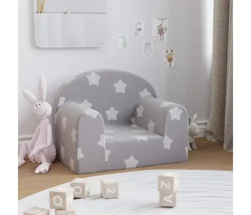 Bērnu Dīvāns, Gaiši Pelēks Ar Zvaigznēm, Mīksts Plīšs Vidaxl