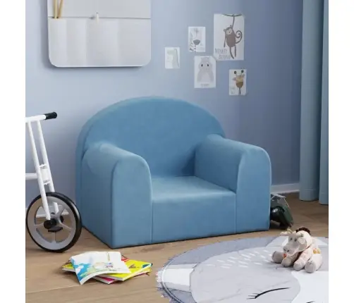 Bērnu Dīvāns, Zils, Mīksts Plīšs Vidaxl