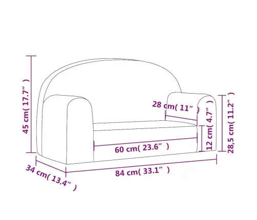 Dvivietė Vaikiška Sofa, Kreminės Spalvos, Minkštas Pliušas