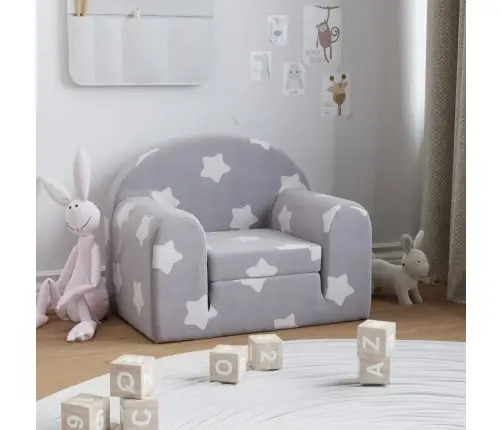 Laste Diivanvoodi Tähtedega, Helehall, Pehme Plüüs