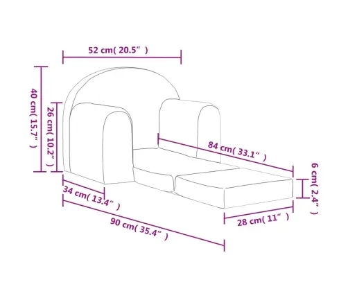 Bērnu Dīvāngulta, Zila, Mīksts Plīšs Vidaxl