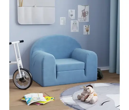 Bērnu Dīvāngulta, Zila, Mīksts Plīšs Vidaxl